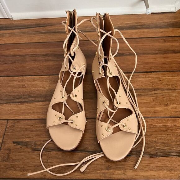 IRO Camel tan Xiri gladiator studded lace up sandals size 38 - Picture 3 of 12
